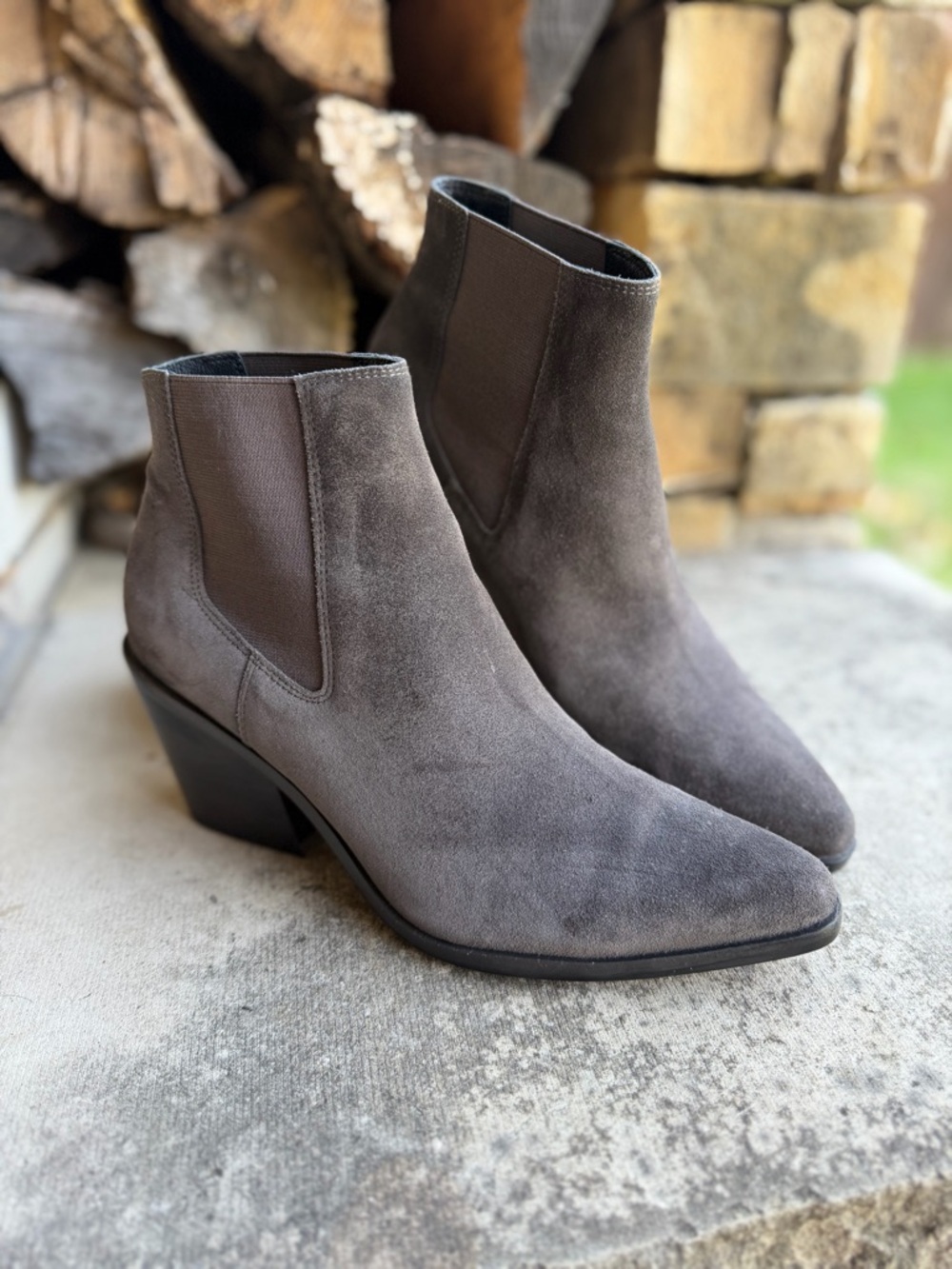 rag & bone Razor Suede Ankle Chelsea Boots Grey Sz-39.5 (US 9). Y